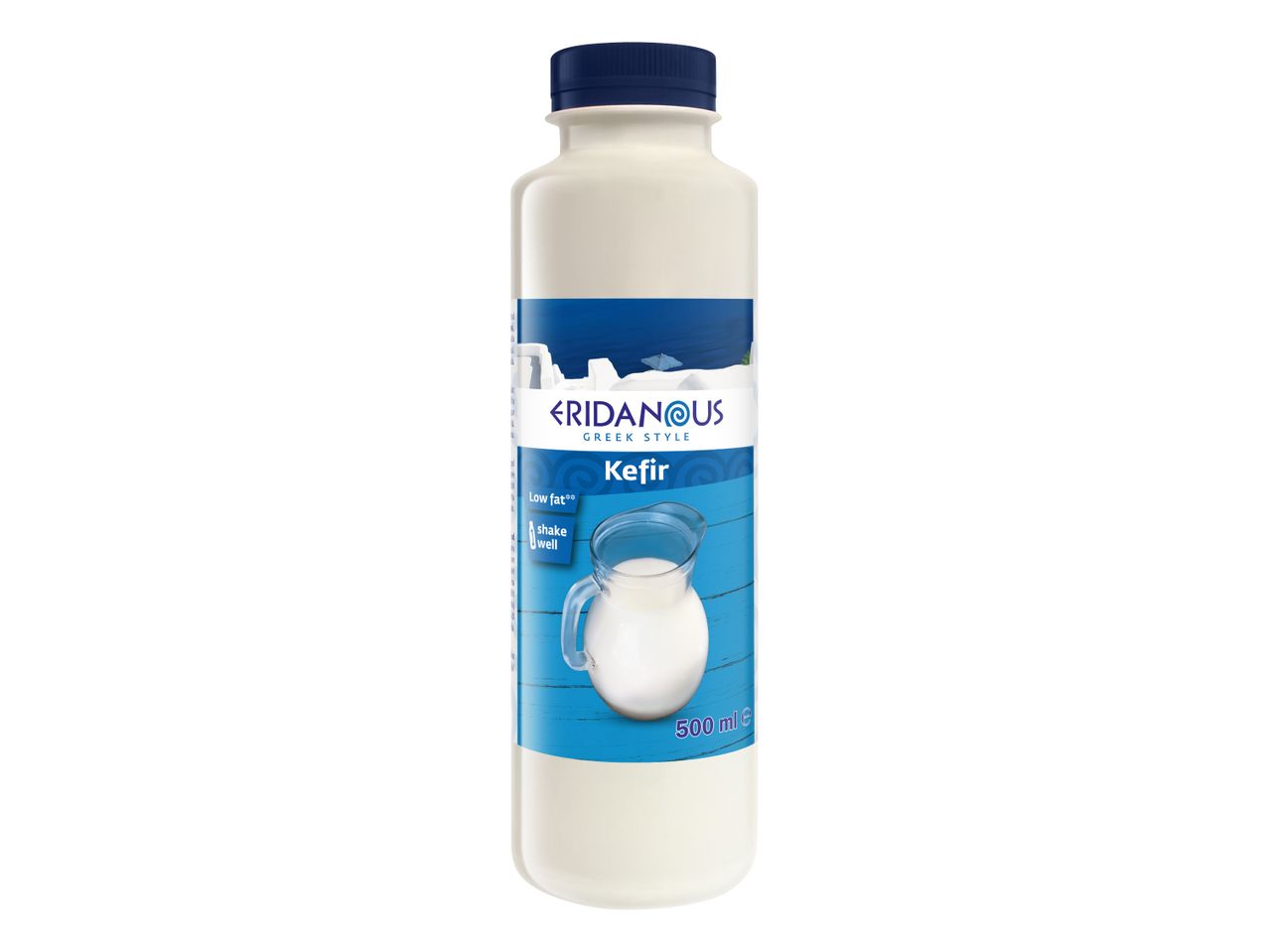 Steklenica kefirja Eridanous 500 ml, grškega stila, z nizko vsebnostjo maščob.