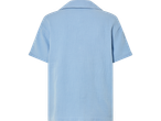 Camisa azul claro de manga curta, vista traseira.