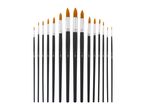 A set of 15 round paintbrushes of varying sizes, arranged in an arc shape.