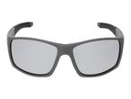 Gray sports sunglasses with mirrored lenses