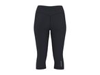 Black women's cropped sports leggings with a reflective stripe on the lower leg.