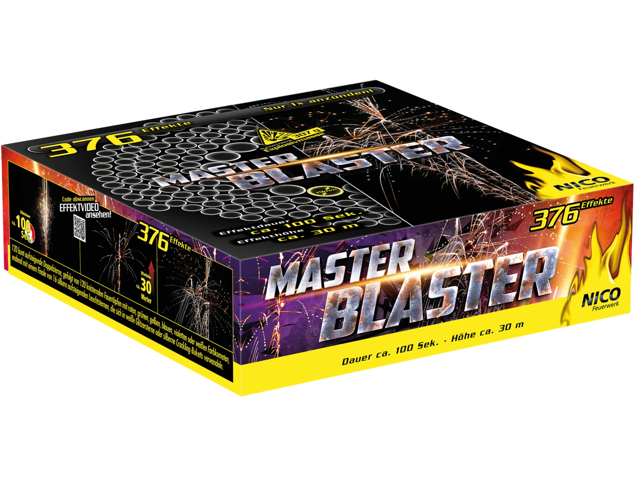 Nico Master Blaster Feuerwerk mit 376 Effekten, 100 Sek. Dauer und 30m Höhe.