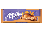 Egész mogyorós és krémes toffee töltelékes tejcsokoládé.