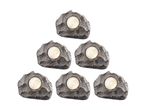 Six rock-shaped outdoor lights arranged in a pyramid formation.