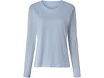 Esmara lichtblauw T-shirt met V-hals en lange mouwen.