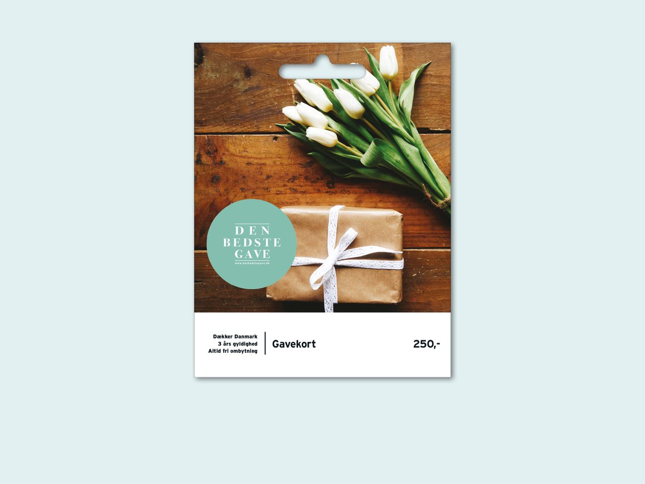 Blomster, indpakket gave og gavekort til 250.