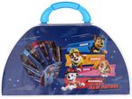 Paw Patrol art case with crayons and markers, featuring Chase, Rubble, Skye, and Marshall.