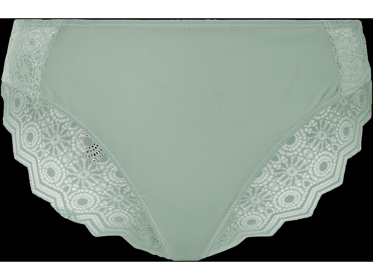 Lindas calcinhas verde-sálvia com detalhes em renda.