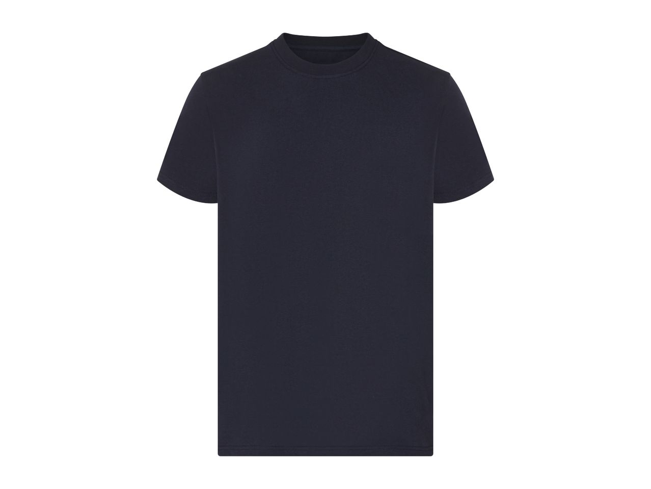 A dark navy blue crew neck t-shirt.