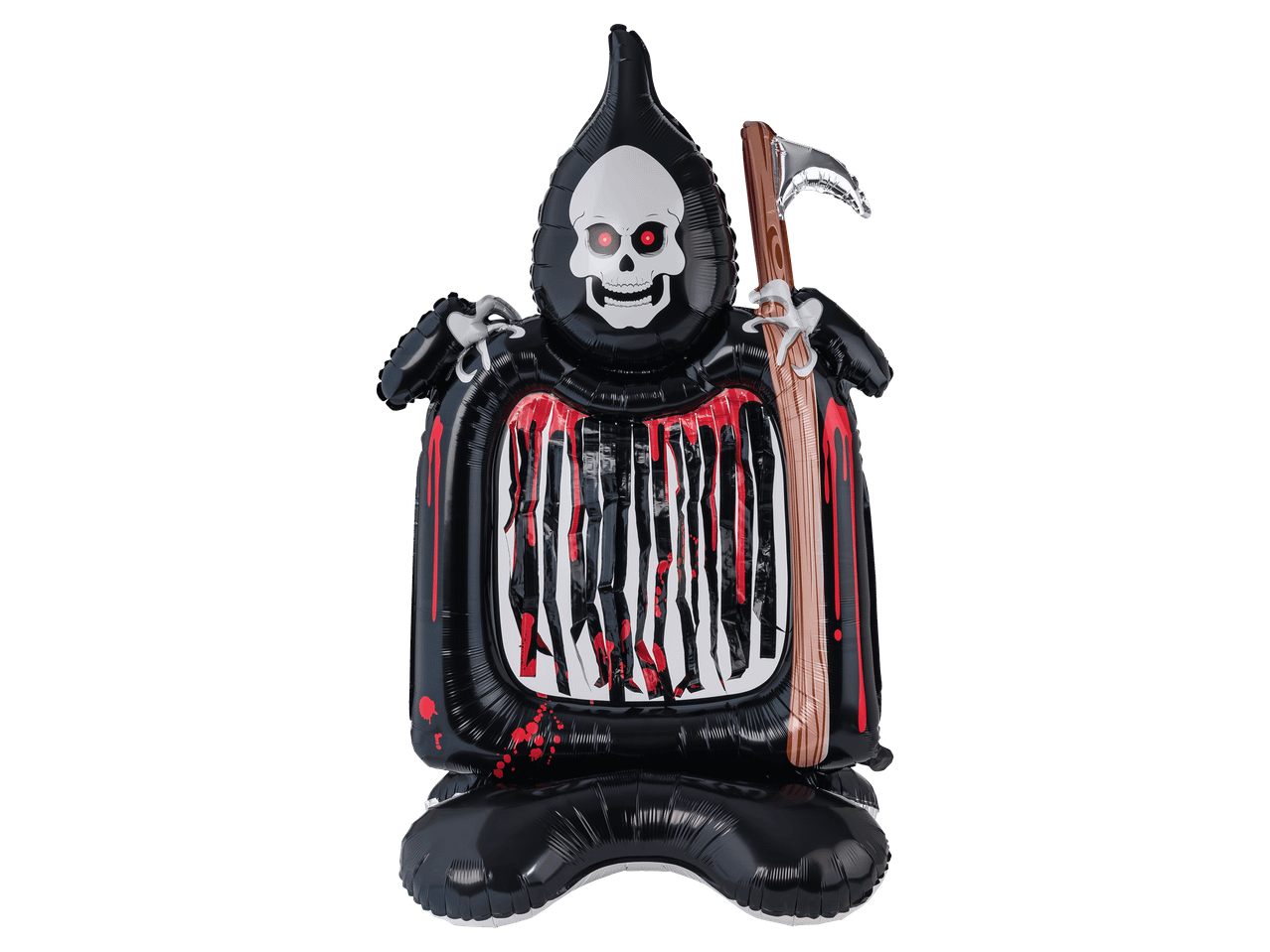 Felfújható kaszás halloweeni dekoráció beépített függönnyel.