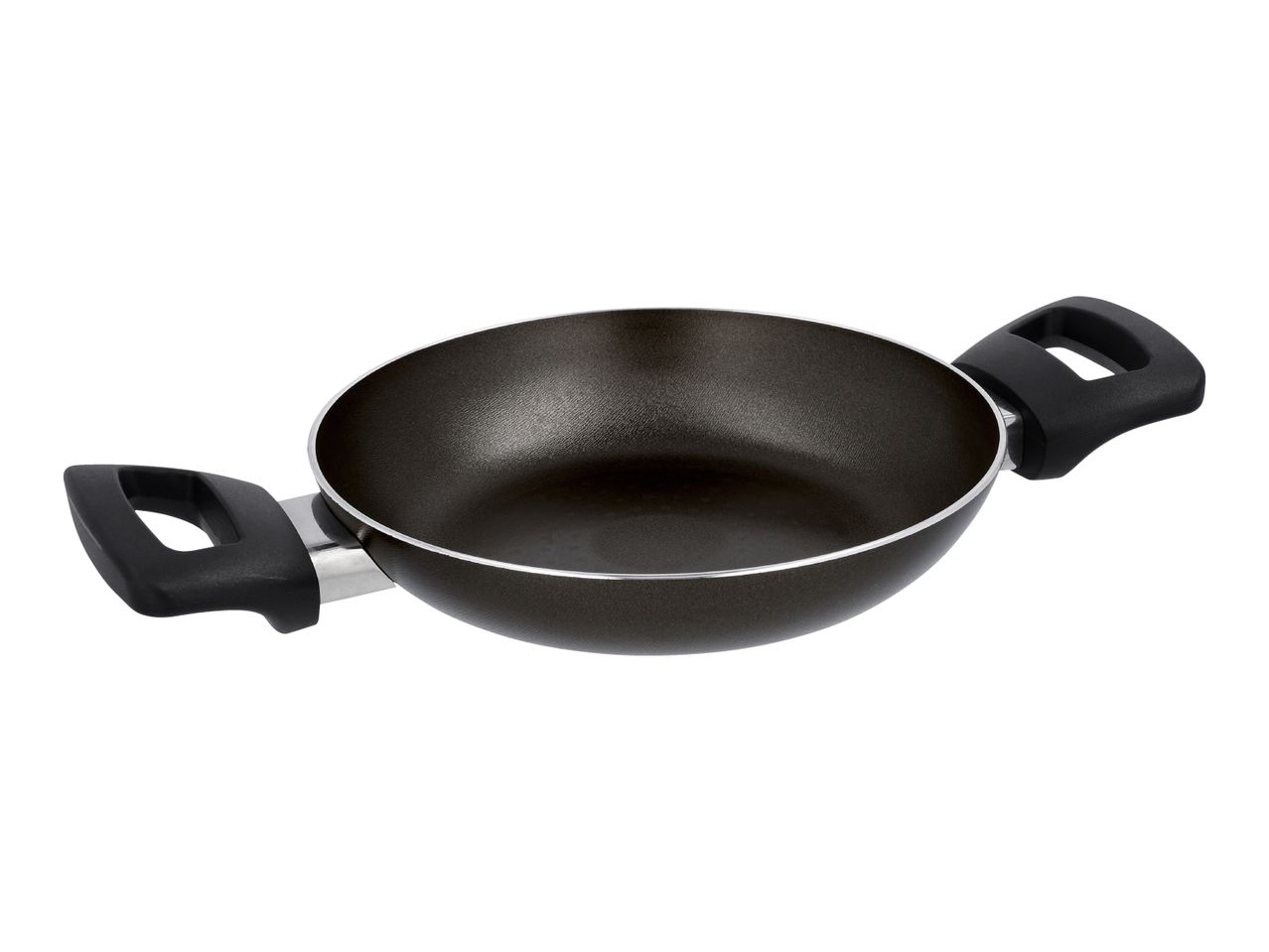 Black non-stick cooking pot with two handles