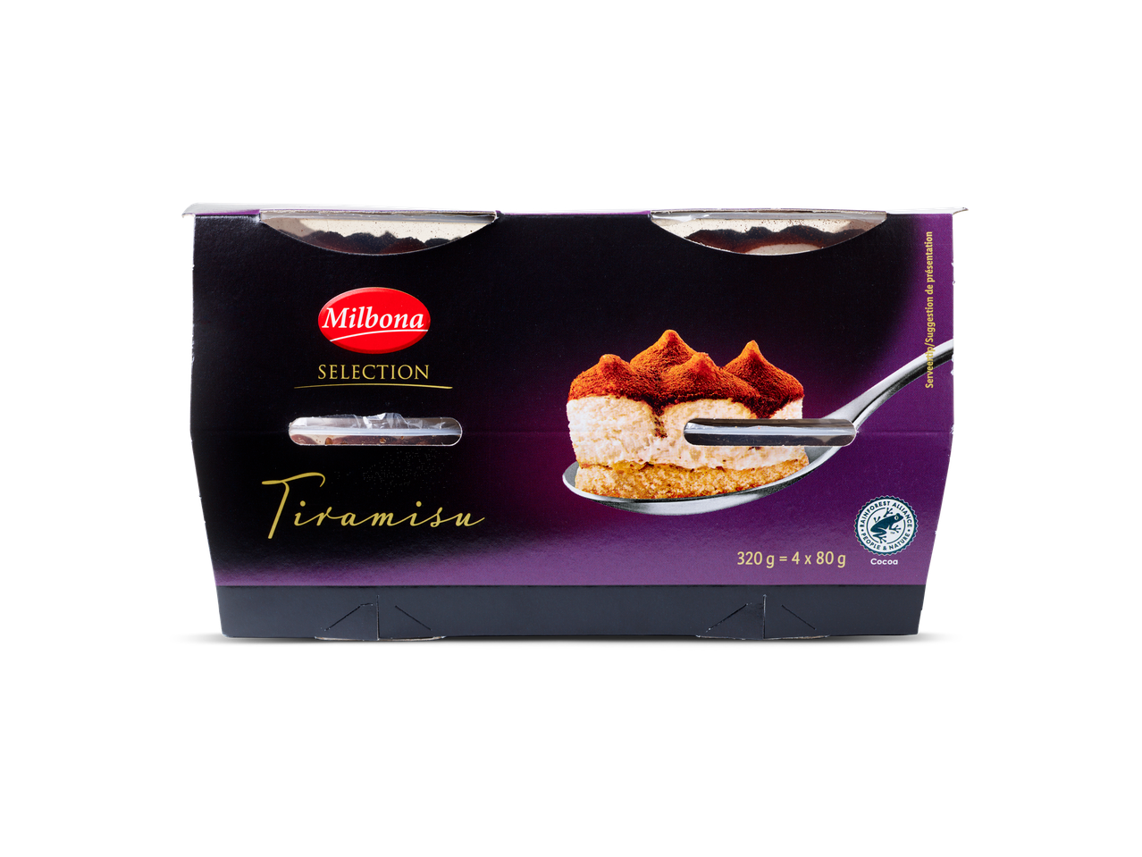 Milbona Selection Tiramisu dessert: vier porties.