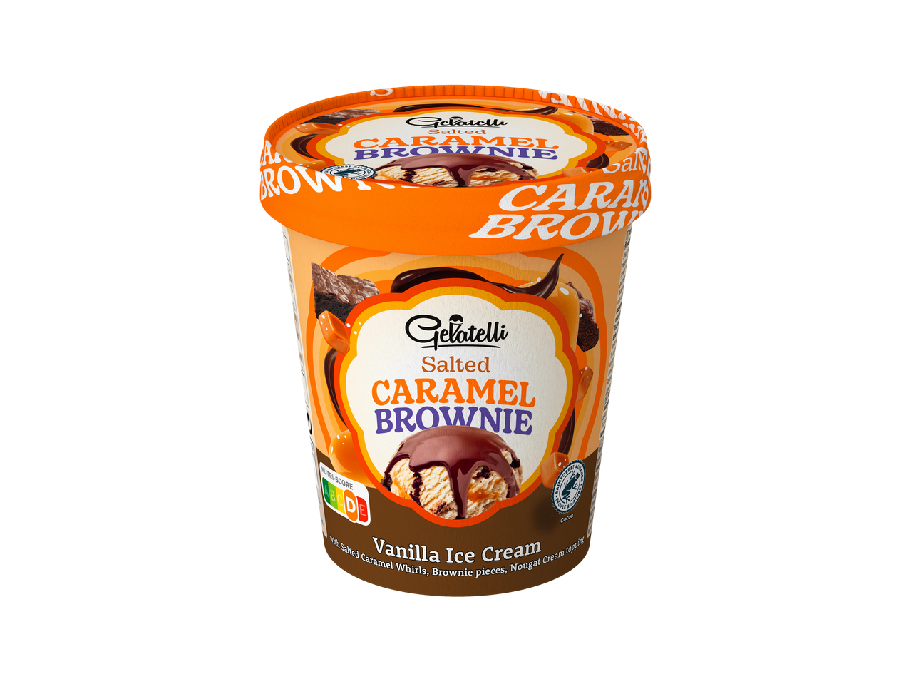 Gelatelli Sós Karamellás Brownie Vanília Fagylalt tégely.