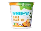 Vemondo kokosnoot dessert met perzik en passievrucht (150g).