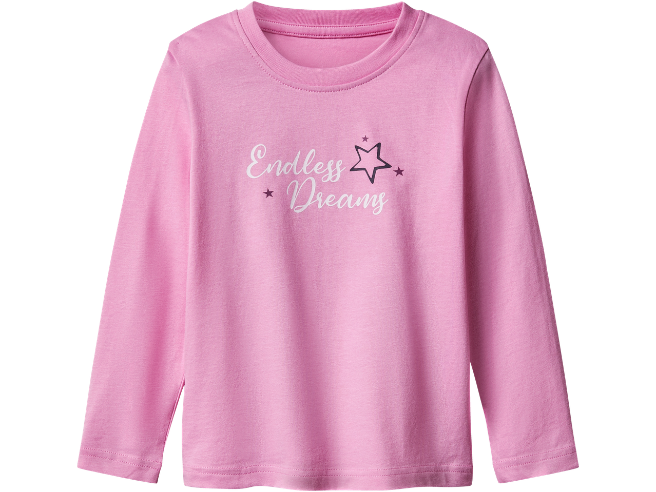Rozā krekls ar garām piedurknēm ar uzrakstu „Endless Dreams“ un zvaigznēm