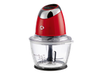 SILVERCREST® Mini Chopper with a red motor unit and clear bowl on a black background.
