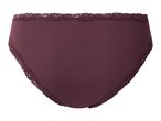 Women's ribbed briefs in dark purple with lace trim