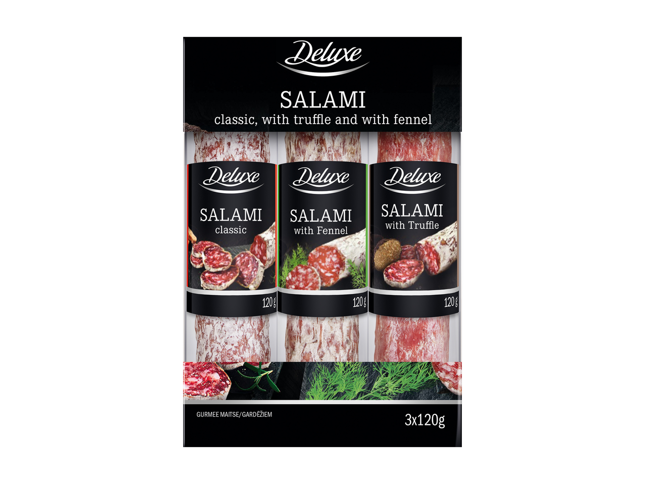 Deluxe Salami: klasiskā, ar trifeles un fenheli.