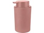 Dispenser di sapone rosa opaco con pompa.