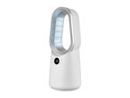 White bladeless fan with a digital display showing '10' and control icons.