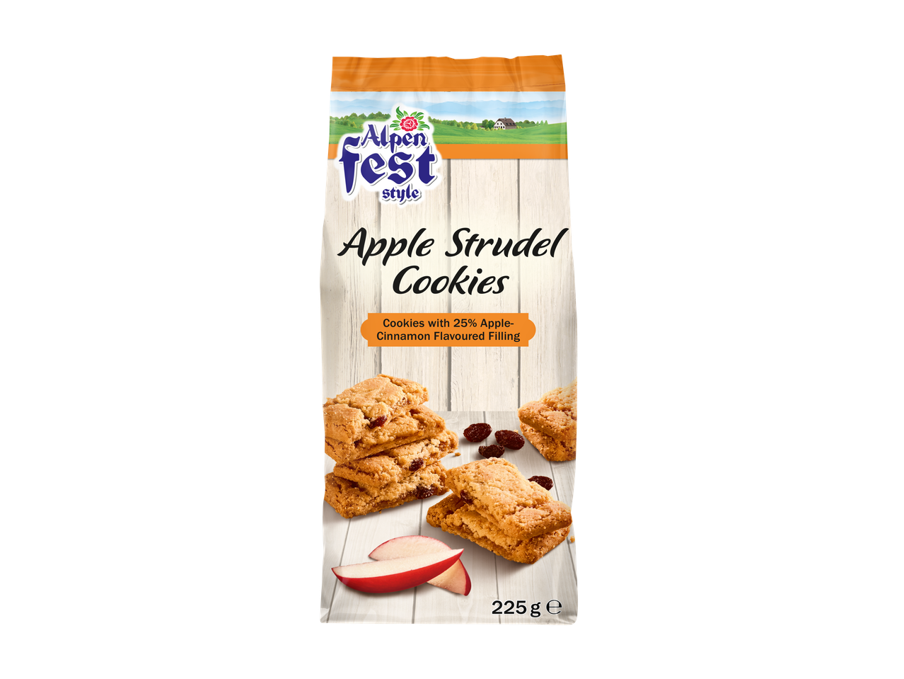Alpenfest Apple Strudel Cookies met 25% appel-kaneelvulling, 225g.