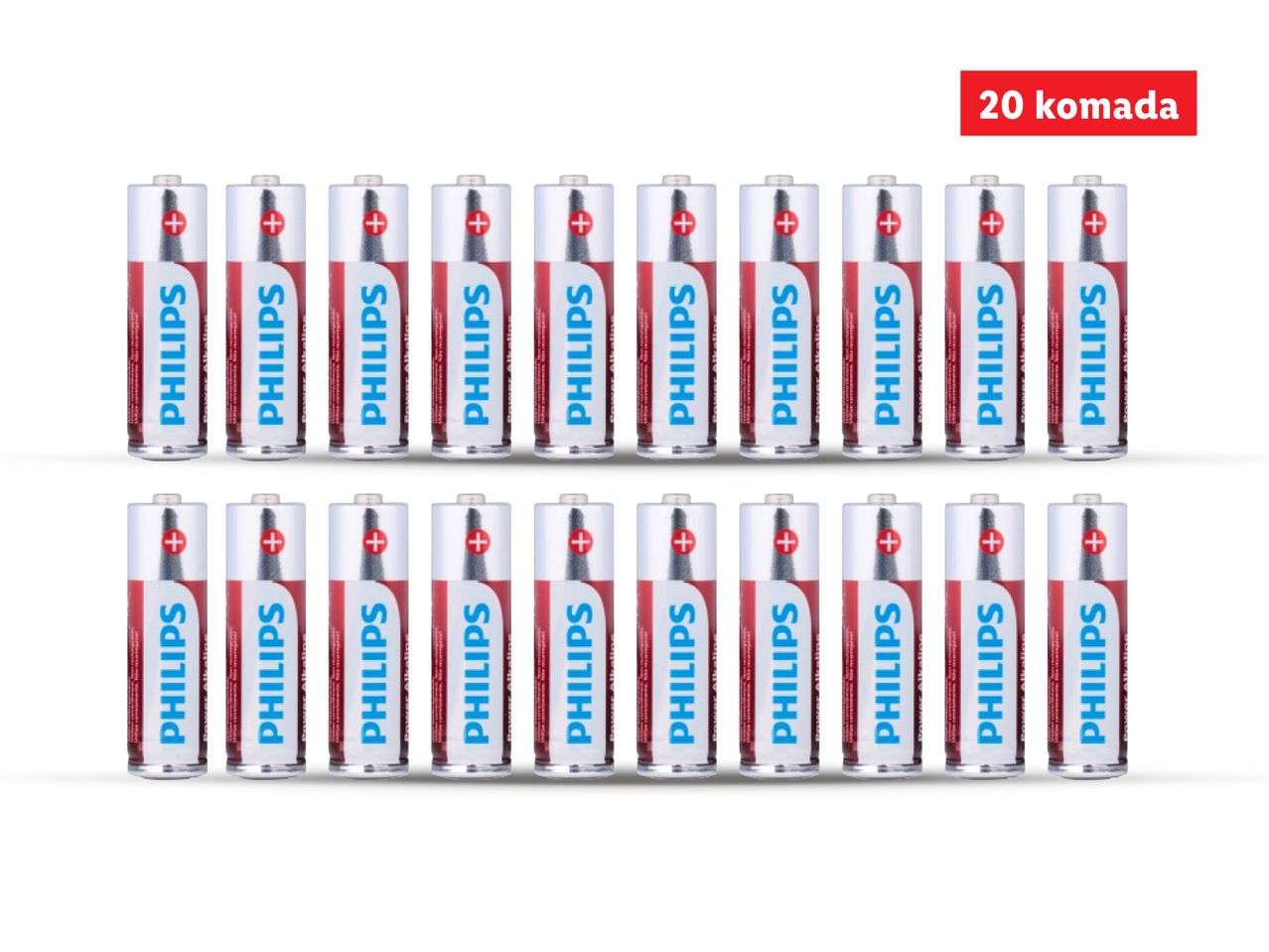 30 baterija AA u dva reda.