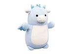 Light blue dragon plush toy with white belly and sparkly blue accents