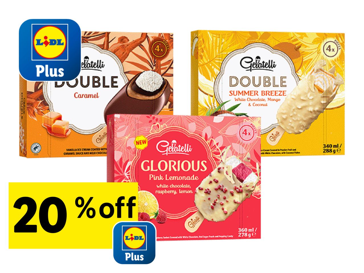 Lidl Plus offers 20% off on three different varieties of Cadbury ice cream.