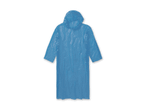 Ein blauer Regenponcho mit Kapuze.