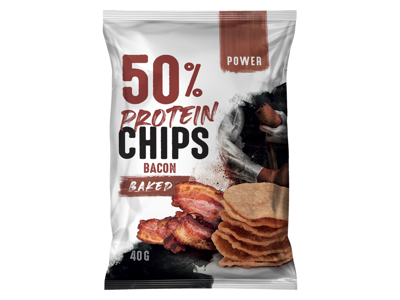 Chips proteice cu gust de bacon, coapte (50% proteine).