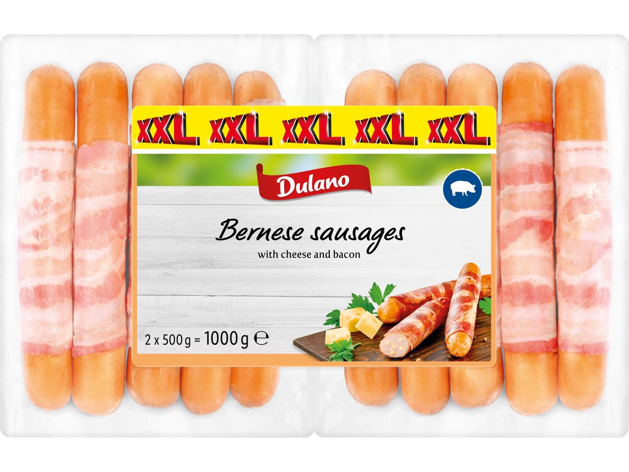 Grillkorv med ost och bacon