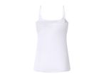 White women's camisole with spaghetti straps, back view