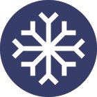 Blue circle with a white snowflake icon, indicating a frozen product.