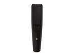 Black electric beard and hair trimmer with a textured grip and power button.