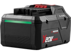 Black 8.0Ah 20V power tool battery with a green LED indicator and red accents.