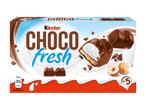 Kinder Choco Fresh Schokoladenriegel mit cremiger Füllung und Haselnüssen.