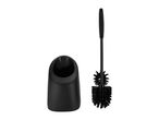 Black toilet brush with a matching holder