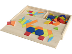 Joc de forme geometrice din lemn cu animale.