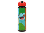 A Pokemon water bottle featuring Squirtle, Bulbasaur, and Charmander.