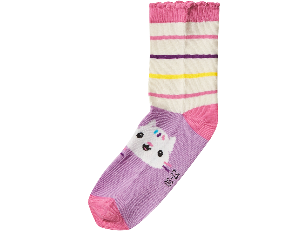 Gabbys Dollhouse vaikiška kojinė su dryžiais ir katės motyvu