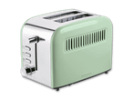 Ein mintgrüner SilverCrest-Toaster mit Chromdetails steht auf schwarzem Hintergrund.