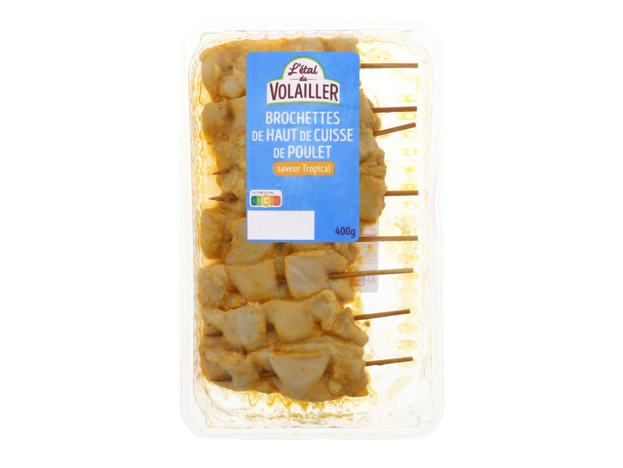 Brochettes de poulet L'étal du volailler, saveur tropicale (400g).