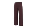 Dark red women's trousers with a wide leg and a flat waistband.