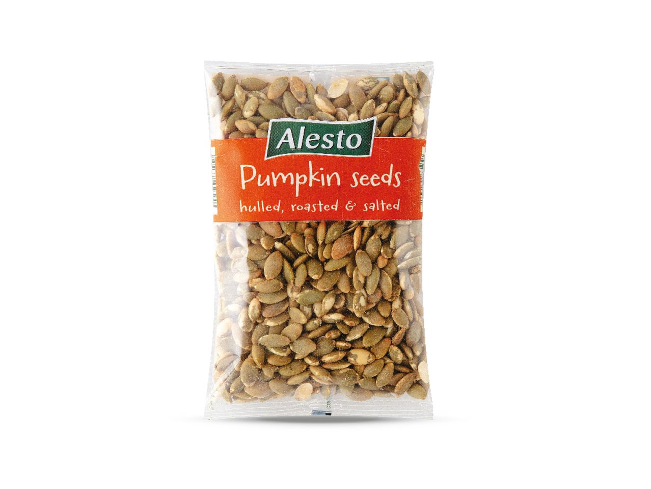 Alesto sjemenke bundeve, oljuštene, pržene i posoljene, u prozirnom pakiranju