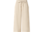 Calças culotte ESMARA para mulher, cor creme, cintura elástica com cordão.