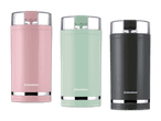 Drei SilverCrest Kaffeemühlen in Rosa, Mintgrün und Grau.