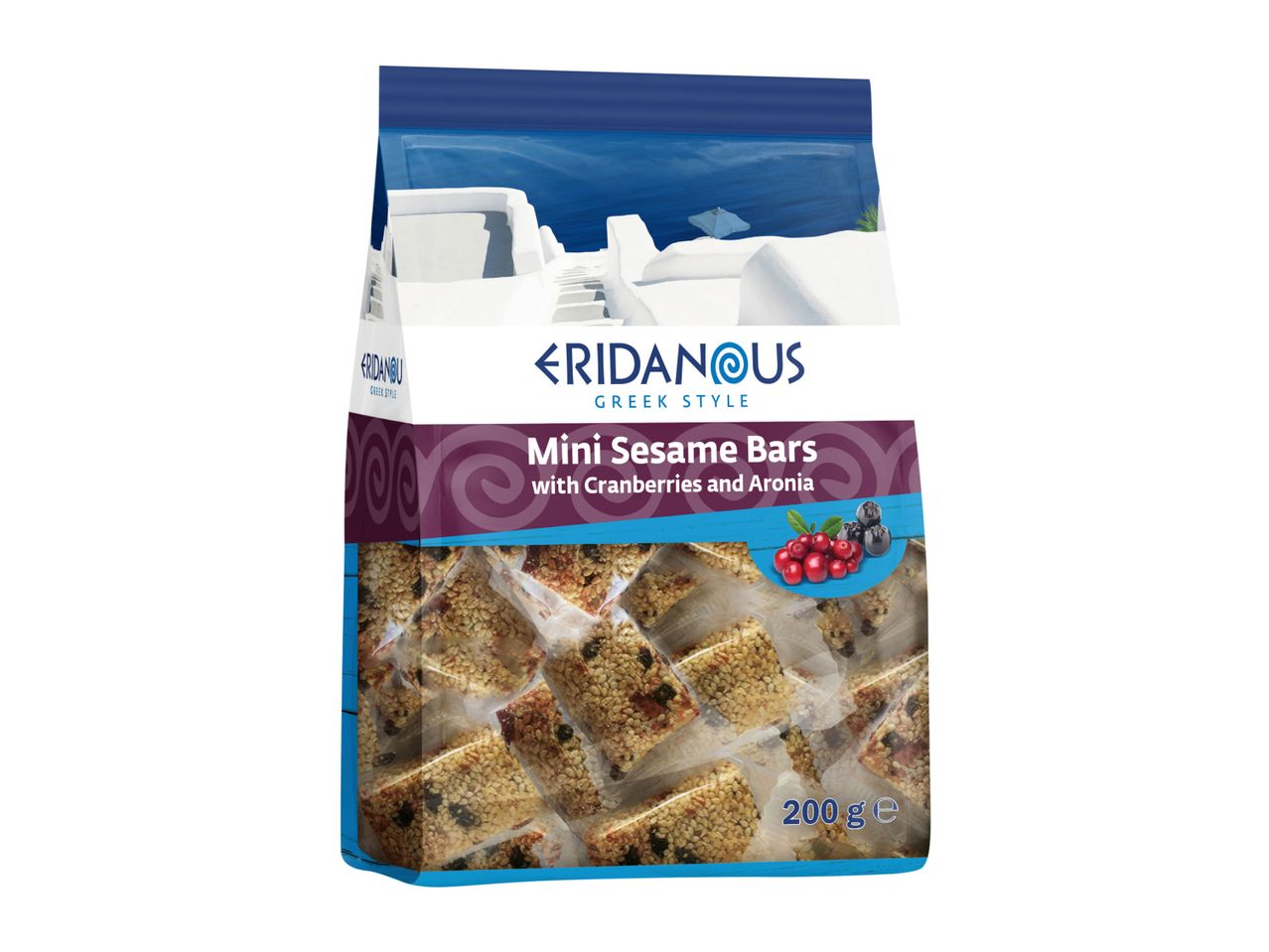 Eridanous Greek Style Mini Sesame Bars with Cranberries and Aronia (200g)