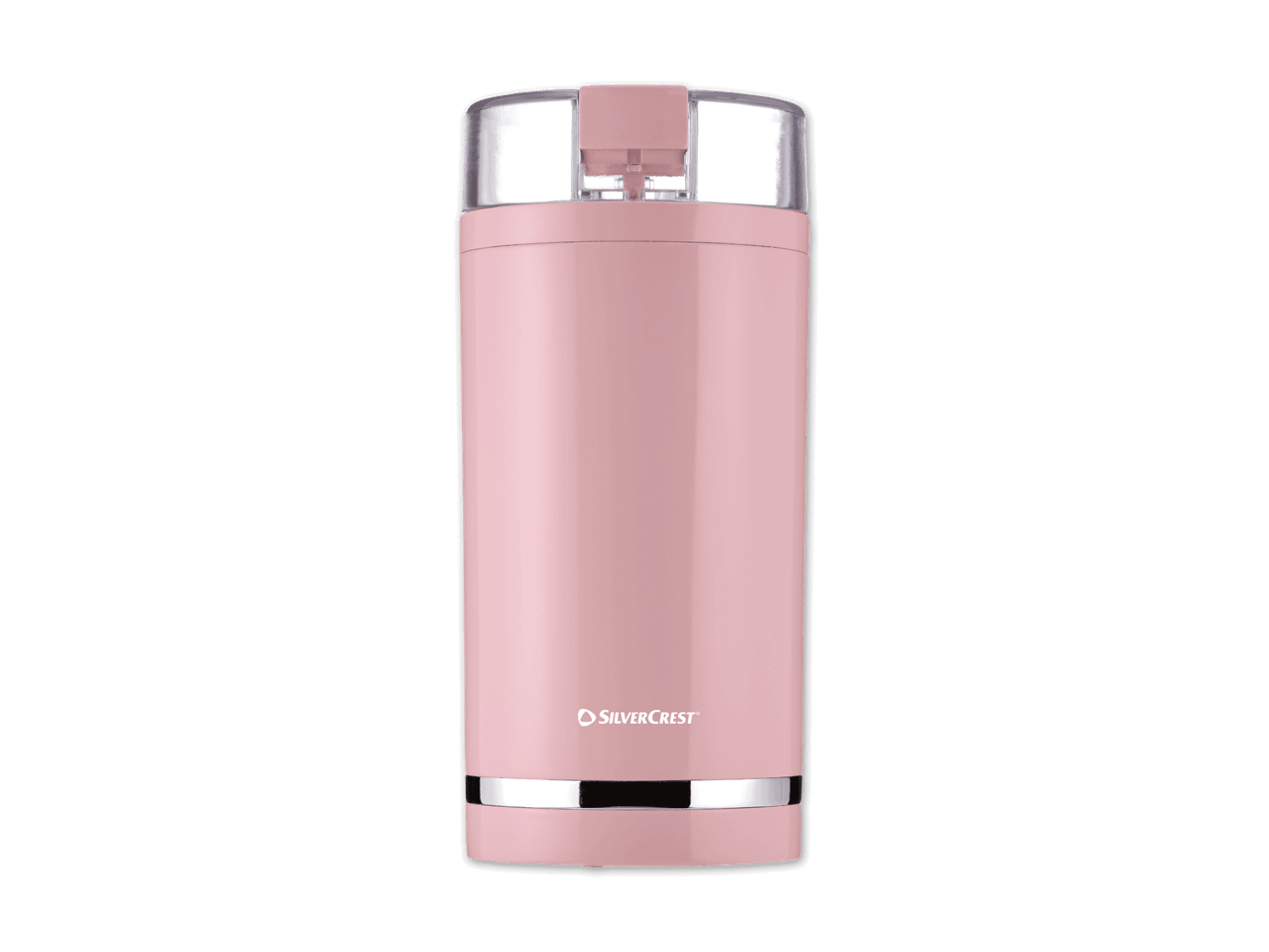 Ein rosafarbener SilverCrest Kaffeemühlen-Behälter.
