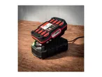 Parkside X 20V Team battery and charger on a wooden surface.