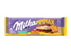 Paarse chocoladereep met koekjes en crèmevulling, met Alpenmelk en allergeneninformatie.
